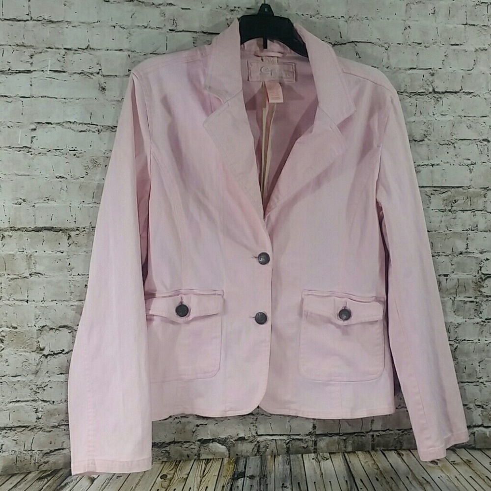 🧥 Baby pink soft Jean jacket star jeans Pink Large size two button closure - Picture 2 of 6